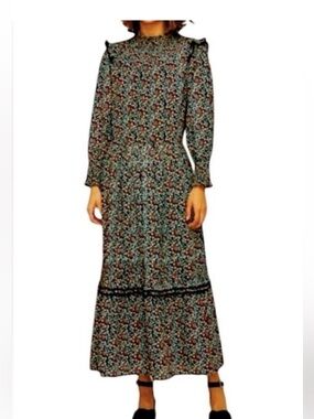 Roller Rabbit etoiles janni constellation floral Long Sleeve Maxi Dress xs
